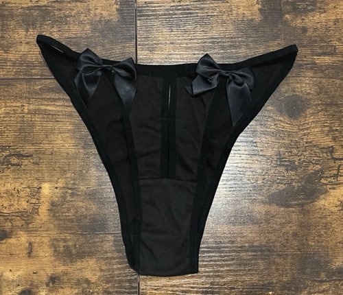Black sheer bow panties - sheer,